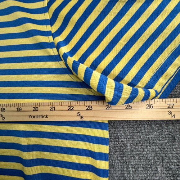 Southern Tide Club Short Sleeve Polo Shirt Blue Yellow Striped Large Men Golf - Picture 6 of 13